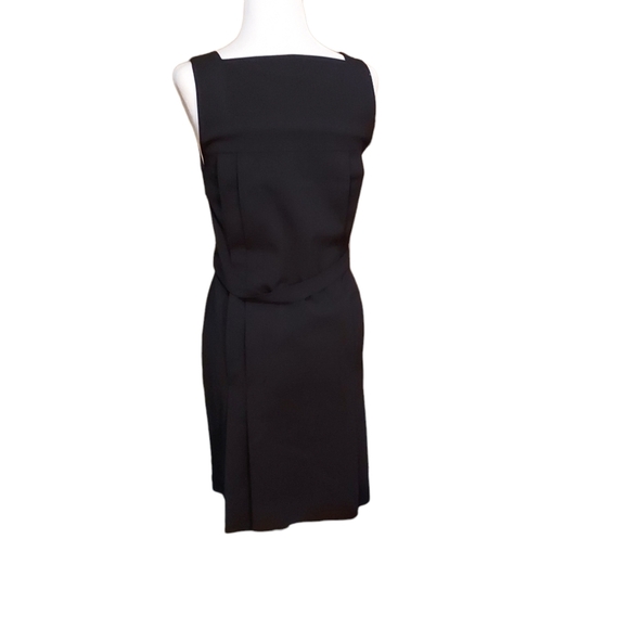 Theory Size 2 Dress Knee Length Wool Black Sleeveless Belted Pockets Sustainable - Picture 3 of 3